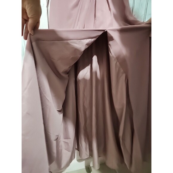 Azazie Dakota Bridesmaid Dress Womens Size A10 Vintage Mauve Leg Slit Maxi New - Picture 3 of 12